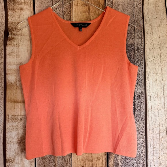Ming Wang Coral Knit Cardigan & Tank Set Classic Workwear Chic Elegant S Petite